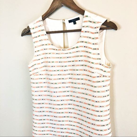 Francescas Quinn tweed striped shift dress cream Small EUC - Picture 4 of 14